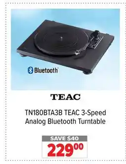 2001 Audio Video TN180BTA3B TEAC 3-Speed Analog Bluetooth Turntable offer