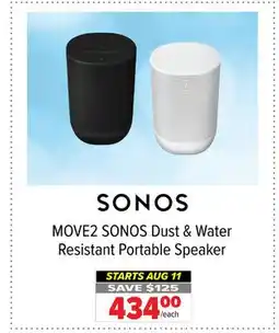2001 Audio Video MOVE2 SONOS Dust & Water Resistant Portable Speaker offer