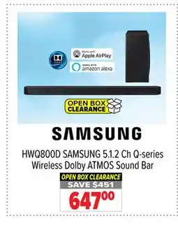 2001 Audio Video HWQ800D SAMSUNG 5.1. 2 Ch Q-series Wireless Dolby ATMOS Sound Bar offer