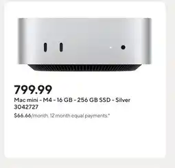 Staples Mac mini - M4 - 16 GB - 256 GB SSD - Silver offer