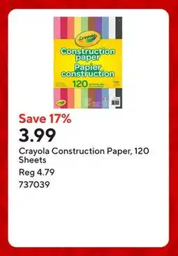 Staples Crayola Construction Paper, 120 Sheets offer