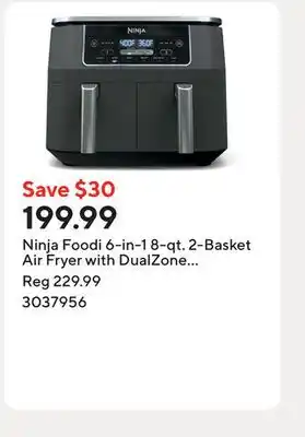 Staples Ninja Foodi 6-in-1 8-qt. 2-Basket Air Fryer with DualZone Technology - Black offer
