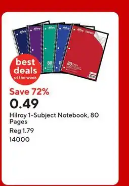 Staples Hilroy 1-Subject Notebook, 80 Pages offer