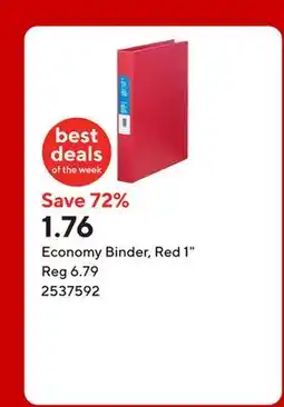 Staples Economy Binder, Red 1 offer