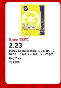 Staples Hilroy Exercise Book 1/2 plain 1/2 ruled - 9-1/8 x 7-1/8 - 72 Pages offer