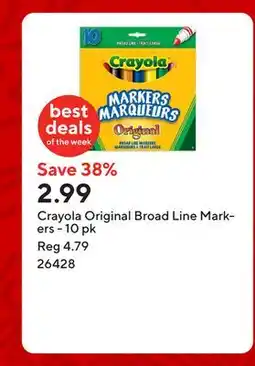 Staples Crayola Original Broad Line Markers - 10 pk offer