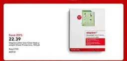 Staples Staples Letter Size Clear Heavyweight Sheet Protectors, 100 pk offer