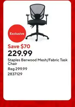 Staples Staples Berwood Mesh/Fabric Task Chair offer