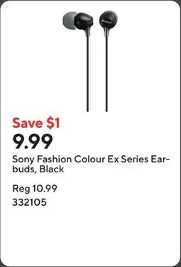 Staples Sony Fashion Colour Ex Series Earbuds, Black offer