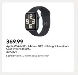 Staples Apple Watch SE - 44mm - GPS - Midnight Aluminum Case with Midnight Sport Band - Medium / Large offer
