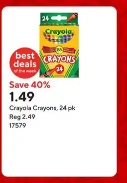 Staples Crayola Crayons, 24 pk offer