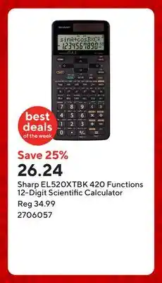 Staples Sharp EL520XTBK 420 Functions 12-Digit Scientific Calculator offer