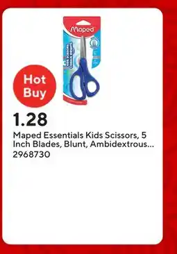 Staples Maped Essentials Kids Scissors, 5 Inch Blades, Blunt, Ambidextrous Handle offer