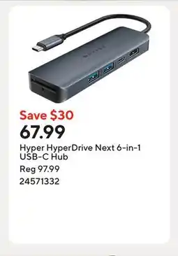Staples Hyper HyperDrive Next 6-in-1 USB-C Hub offer