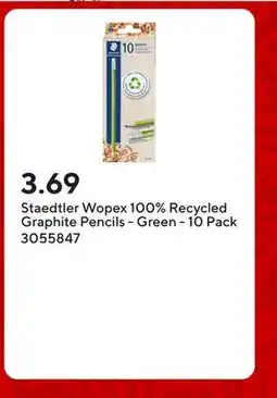 Staples Staedtler Wopex 100% Recycled Graphite Pencils - Green - 10 Pack offer
