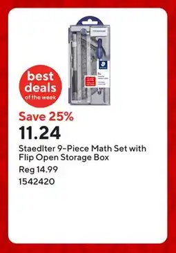 Staples Staedlter 9-Piece Math Set with Flip Open Storage Box offer