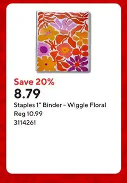 Staples Staples 1 Binder - Wiggle Floral offer