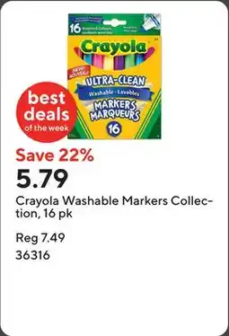 Staples Crayola Washable Markers Collection, 16 pk offer