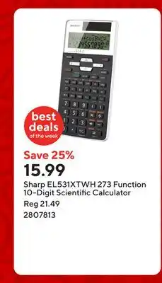 Staples Sharp EL531XTWH 273 Function 10-Digit Scientific Calculator offer