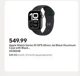Staples Apple Watch Series 10 GPS 42mm Jet Black Aluminum Case with Black Sport Band - S/M offer