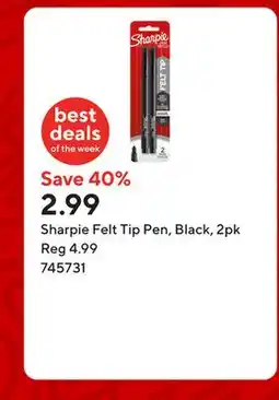 Staples Sharpie Felt Tip Pen, Black, 2pk offer