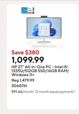 Staples HP 27 All-in-One PC - Intel i5-1335U/512GB SSD/16GB RAM/Windows 11+ offer