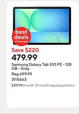 Staples Samsung Galaxy Tab S10 FE - 128 GB - Gray offer