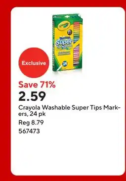 Staples Crayola Washable Super Tips Markers, 24 pk offer