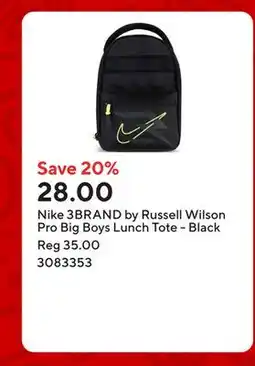 Staples Nike 3BRAND by Russell Wilson Pro Big Boys Lunch Tote - Black offer
