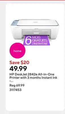 Staples HP DeskJet 2842e All-in-One Printer with 3 months Instant Ink - Skyride offer
