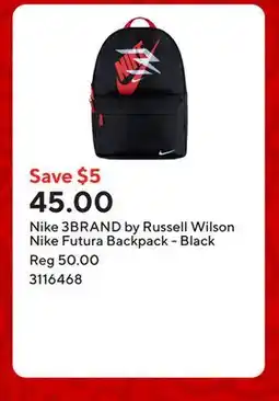Staples Nike 3BRAND by Russell Wilson Nike Futura Backpack - Black offer