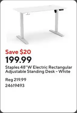 Staples Staples 48W Electric Rectangular Adjustable Standing Desk - White offer