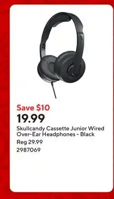 Staples Skullcandy Cassette Junior Wired Over-Ear Headphones - Black offer