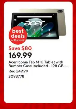 Staples Acer Iconia Tab M10 Tablet with Bumper Case Included - 128 GB - Champagne offer