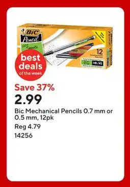 Staples Bic Mechanical Pencils 0.7 mm or 0.5 mm, 12pk offer