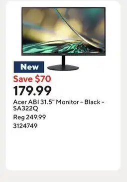 Staples Acer ABI 31.5 Monitor - Black - SA322Q offer