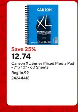 Staples Canson XL Series Mixed Media Pad - 7 x 10 - 60 Sheets offer