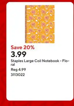 Staples Staples Large Coil Notebook - Floral offer