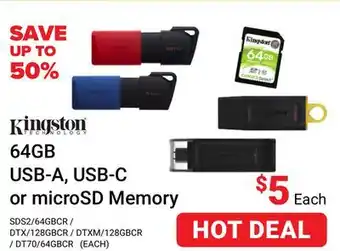 Visions Electronics Kingston 64GB USB-A, USB-C or microSD Memory offer