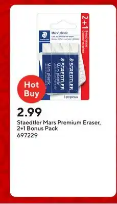 Staples Staedtler Mars Premium Eraser, 2+1 Bonus Pack offer