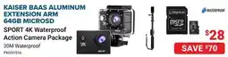 Visions Electronics KAISER BAAS ALUMINUM EXTENSION ARM 64GB MICROSD SPORT 4K Waterproof Action Camera Package offer