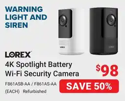 Visions Electronics Lorex 4K Spotlight Battery Wi-Fi Security Camera offer