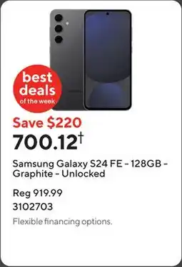 Staples Samsung Galaxy S24 FE - 128GB - Graphite - Unlocked offer