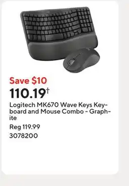 Staples Logitech MK670 Wave Keys Keyboard and Mouse Combo - Graphite offer