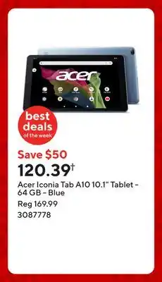 Staples Acer Iconia Tab A10 10.1 Tablet - 64 GB - Blue offer