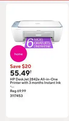 Staples HP DeskJet 2842e All-in-One Printer with 3 months Instant Ink - Skyride offer