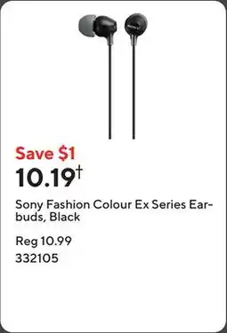 Staples Sony Fashion Colour Ex Series Earbuds, Black offer