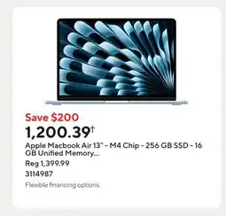 Staples Apple Macbook Air 13 - M4 Chip - 256 GB SSD - 16 GB Unified Memory - Sky Blue - English offer