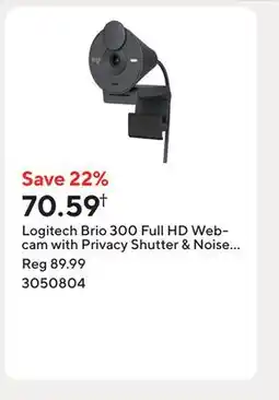Staples Logitech Brio 300 Full HD Webcam with Privacy Shutter & Noise Reduction Mic - Graphite offer