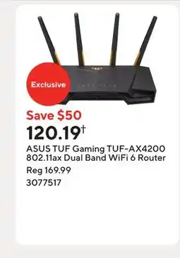 Staples ASUS TUF Gaming TUF-AX4200 802.11ax Dual Band WiFi 6 Router offer
